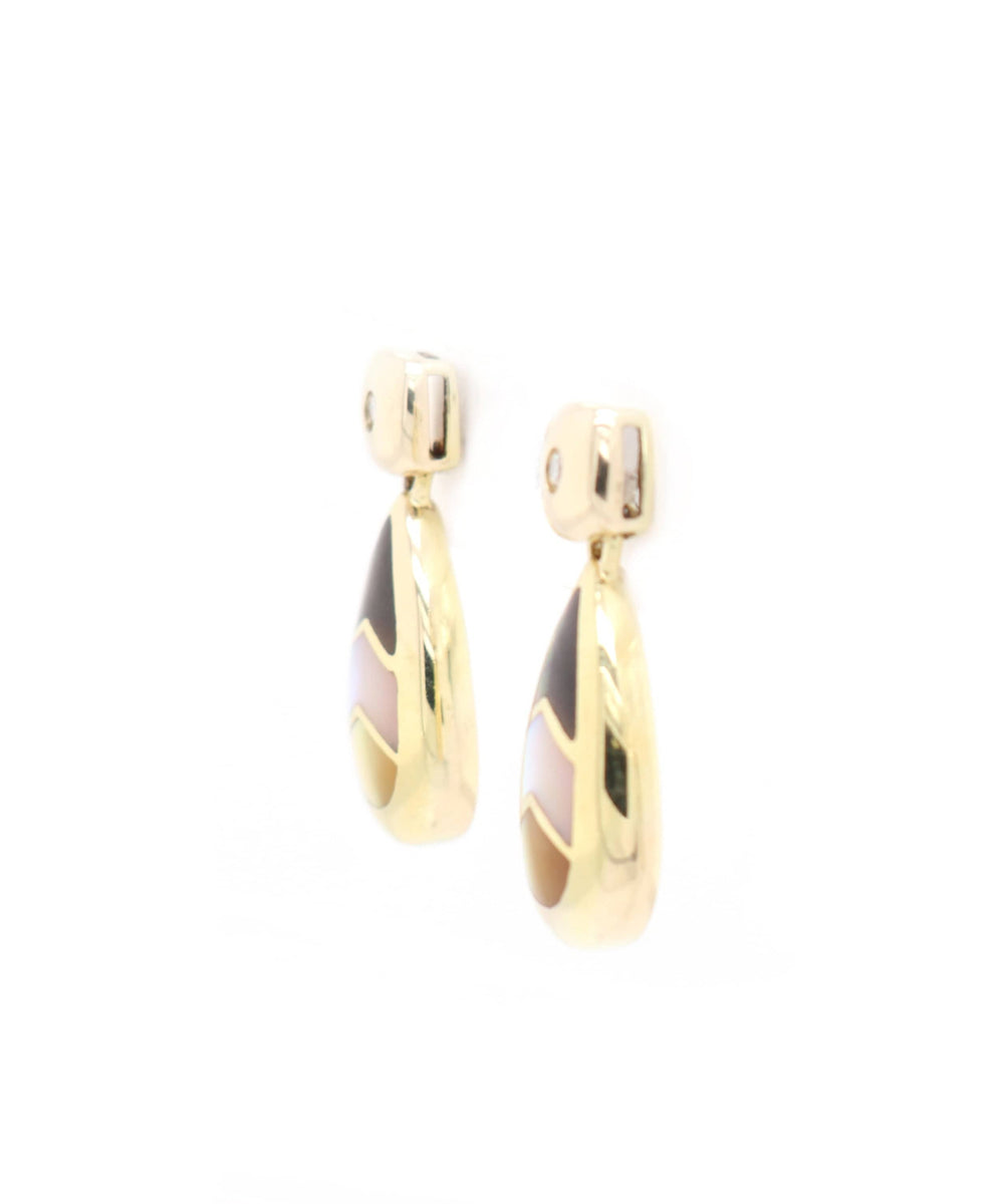 Asch Grossbart Diamond and Inlay Drop Earrings in 14K
