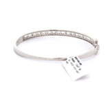 New 2.20ctw Round and Baguette Triple Row Bangle Bracelet in 14K