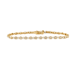 New 1.32ctw Round and Baguette Diamond Alternating Flex Bangle Bracelet in 14K