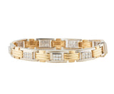 Gent’s 1.50ctw Diamond Channel Set Double Row Two Tone Bracelet in 14K