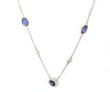 3.00ctw Sapphire and 0.25ctw Diamond Station Necklace in 14K