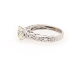 1.66ctw European and Round Diamond Milgrain Scroll Engagement Ring in 18K