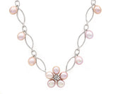 Iridesse Pink Pearl Flower Necklace in 18K W/ Box