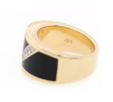 Black Onyx and 0.35ctw Diamond V Shaped Wide Band Ring in 18K
