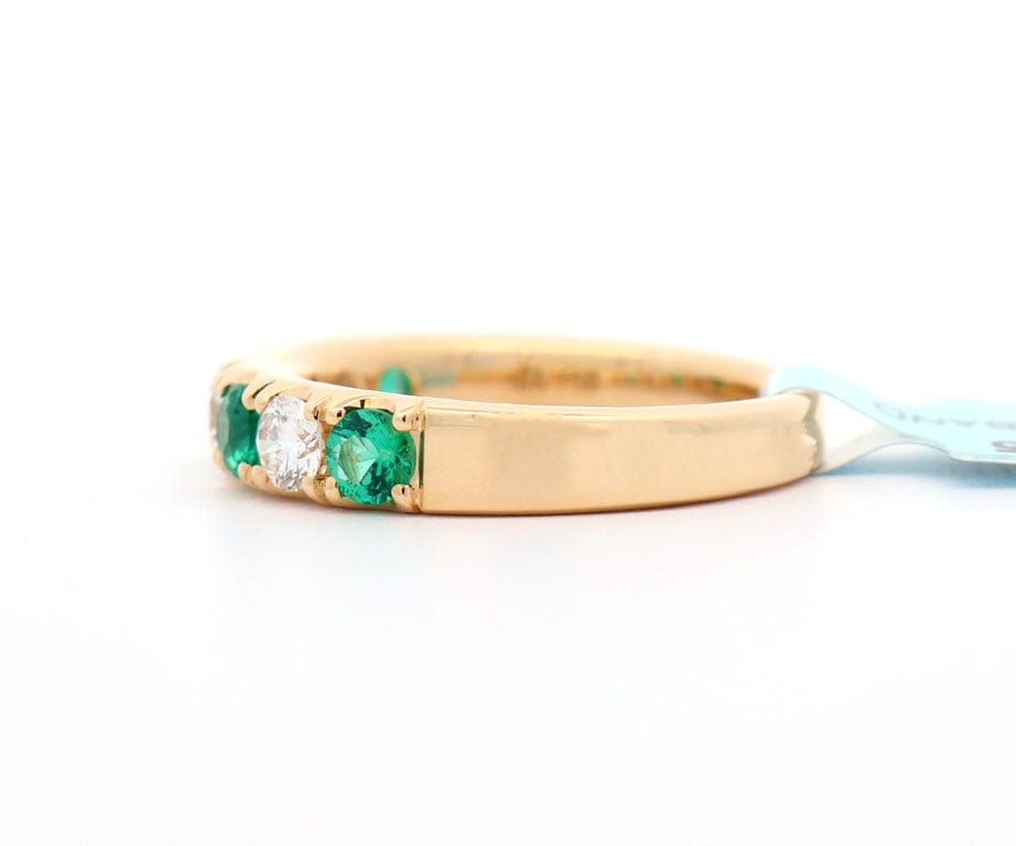 New 0.55ctw Emerald and 0.47ctw Diamond Band Ring in 18K