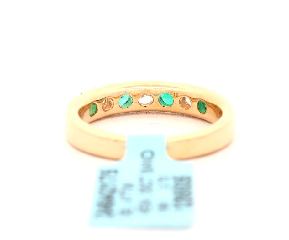 New 0.55ctw Emerald and 0.47ctw Diamond Band Ring in 18K
