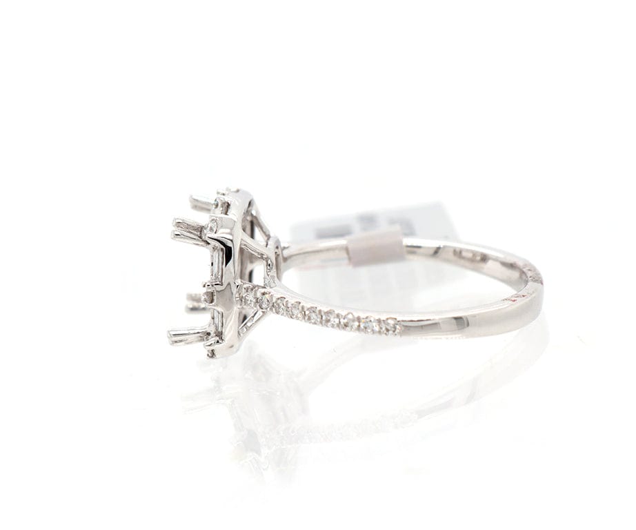 New 0.50ctw Round and Baguette Frame Semi Mount Ring in 14K