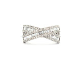 Effy 0.67ctw Baguette and Round Diamond Frame Crossover Ring in 14K