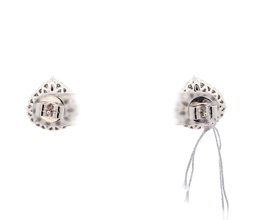 New 5.04ctw Pear Checkerboard Brown Diamond and White Stud Earrings in 14K