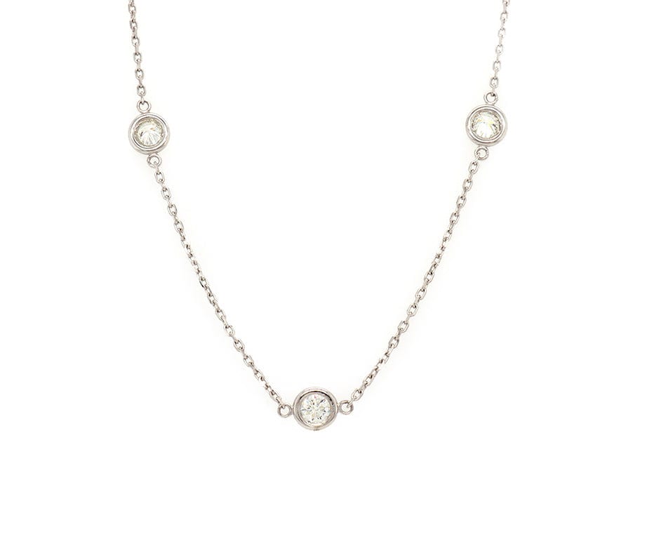 New 2.44ctw Round Diamond By The Yard Station Necklace in 14K