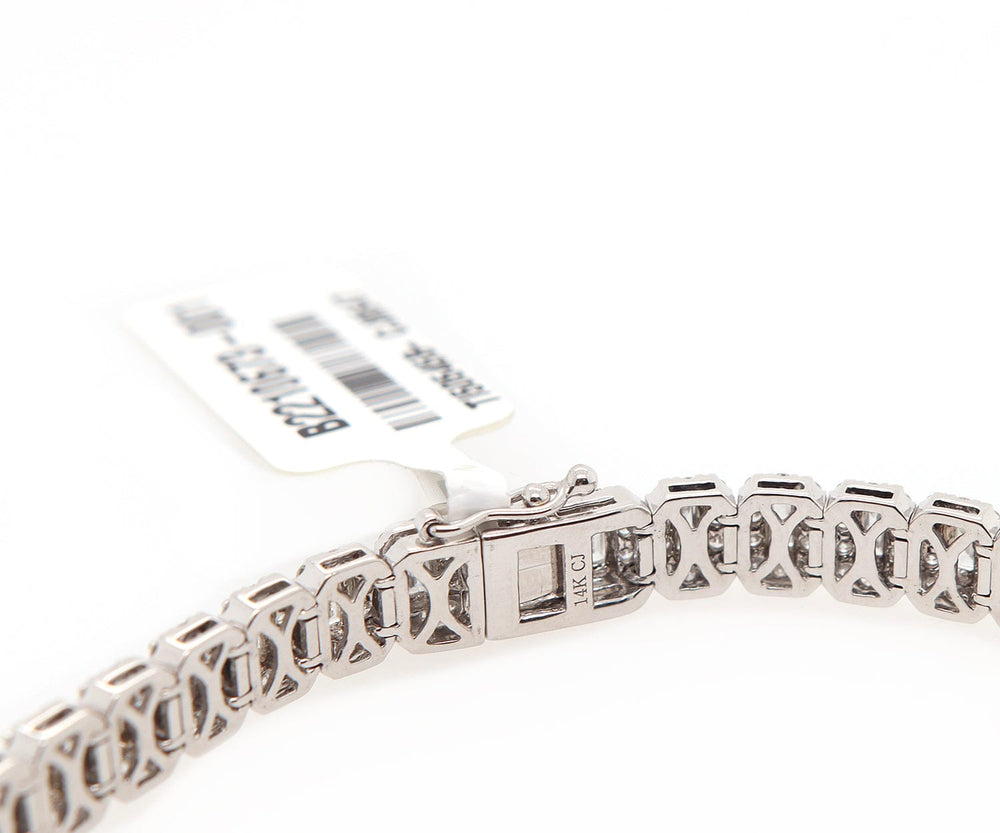 New 4.87ctw Baguette and Round Diamond Tennis Bracelet in 14K