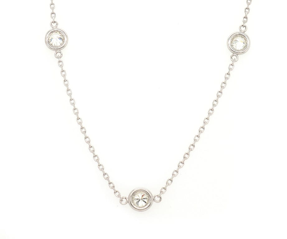 New 2.44ctw Round Diamond By The Yard Station Necklace in 14K