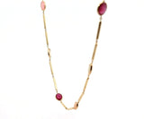 Ruby and Mother of Pearl Bezel Set Station Necklace in 14K