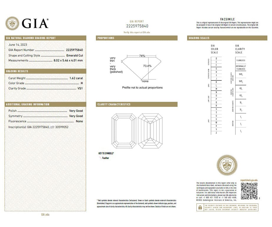 Loose Diamond, 1.62ct, GIA Certified, Emerald Cut