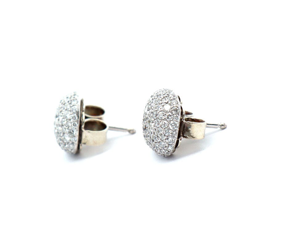 David Yurman 1.35ctw Pave Diamond Cushion Stud Earrings in 18K and Sterling Silver W/Box