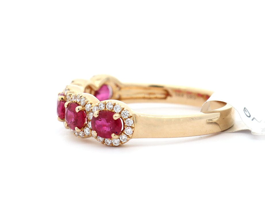 New 1.32ctw Oval Ruby and 0.20ctw Diamond Frame Band Ring in 14K