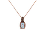 Le Vian Aquamarine & 0.25ctw Chocolate & White Diamond Frame Pendant Necklace 14K