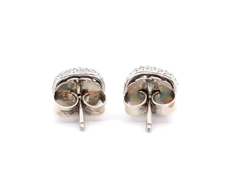 David Yurman 1.35ctw Pave Diamond Cushion Stud Earrings in 18K and Sterling Silver W/Box