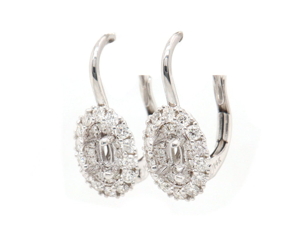New Gabriel & Co. 0.71ctw Diamond Oval Semi Mount Earrings in 14K
