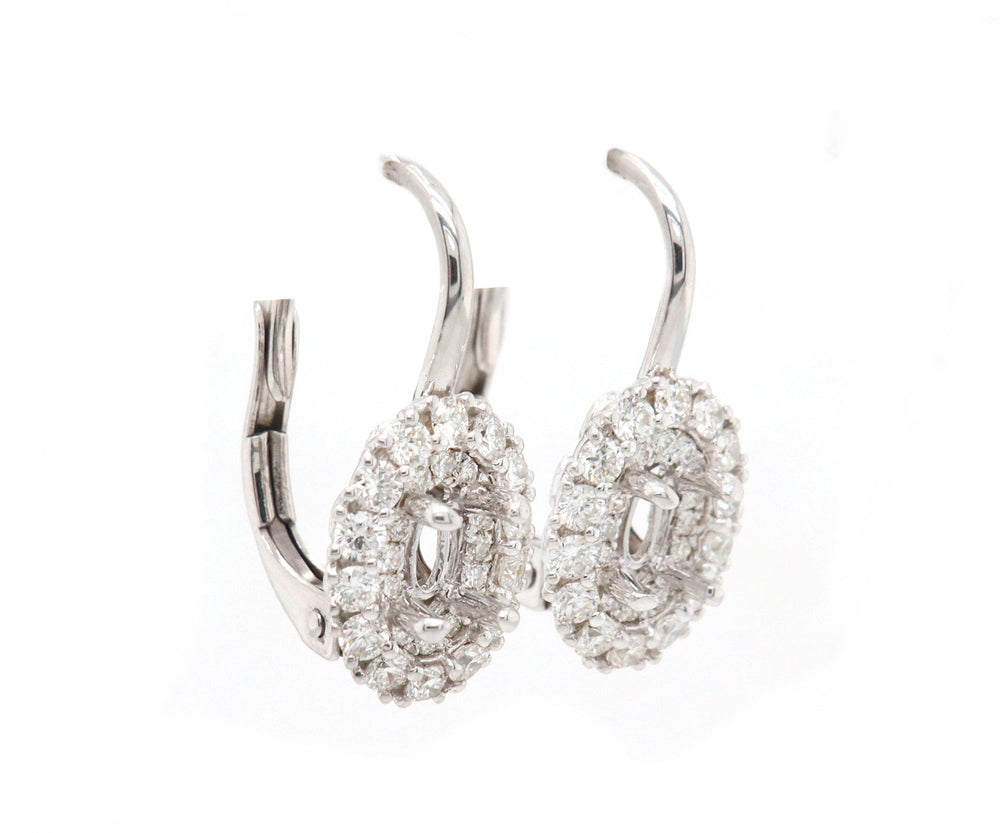 New Gabriel & Co. 0.71ctw Diamond Oval Semi Mount Earrings in 14K