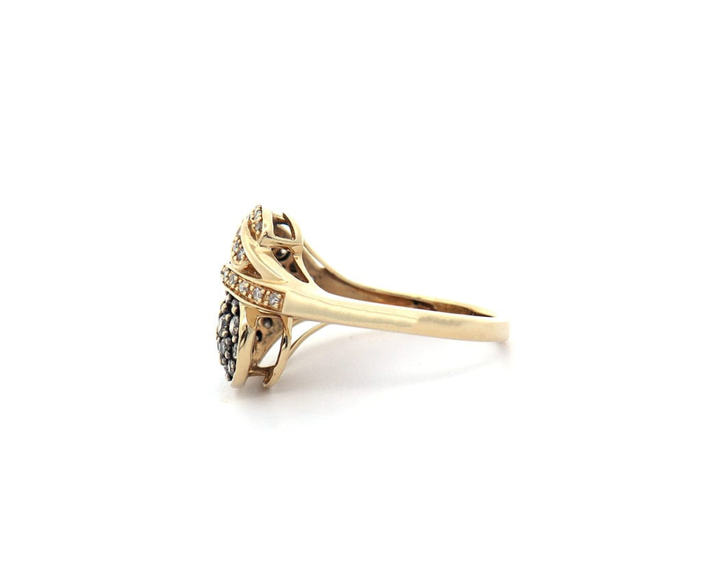 1.15ctw Chocolate and White Diamond Leaf Wrap Ring in 14K