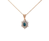 1.10ct Oval Sapphire and 0.30ctw Diamond Starburst Pendant Necklace in 14K