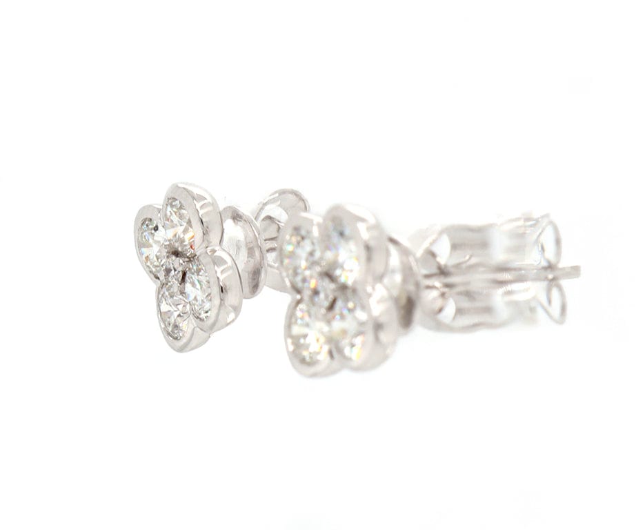 New 1.14ctw Diamond Bezel Set Flower Stud Earrings in 14K