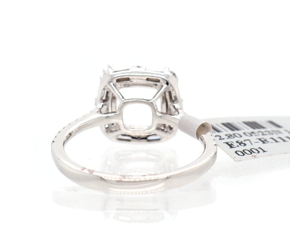 New 0.50ctw Round and Baguette Frame Semi Mount Ring in 14K