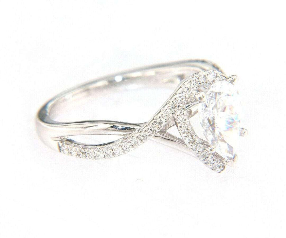 Gabriel & Co Pear Halo 0.26 CTW Diamond Infinity Semi Mount in 14K, NEW