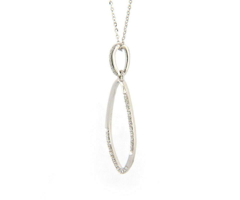 New 0.20ctw Diamond Open Teardrop Pendant Necklace in 18K