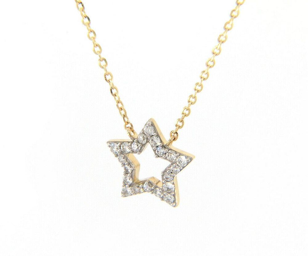 New 0.18ctw Diamond Star Pendant Necklace in 14K