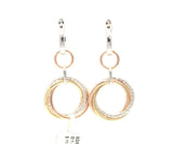 New 1.37ctw Diamond Tri-Color Circle Dangle Earrings in 14K
