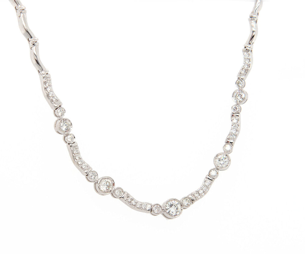 2.00ctw Diamond Bezel Set Graduated Station Necklace in 18K