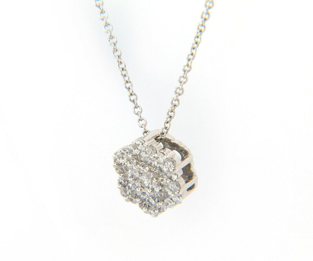 0.40ctw Diamond Hexagon Cluster Pendant Necklace in 18K