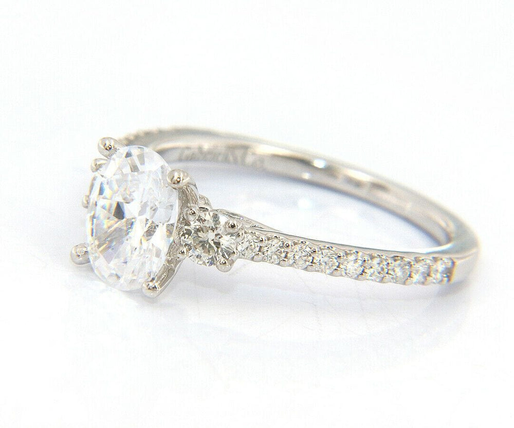 New Gabriel & Co. Diamond Three Stone Semi Mount Ring in 14K