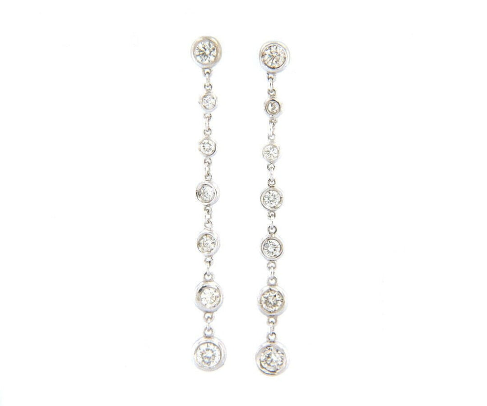 New 1.55ctw Diamond Bezel Set Journey Dangle Earrings in 14K