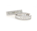 New 1.89ctw Baguette and Round Diamond Inside Out Hoop Earrings in 14K