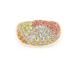 Peridot Citrine Blue Topaz Pink Tourmaline and Diamond Dome Ring in 18K