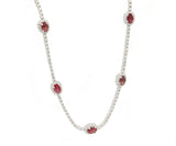 2.55ctw Oval Ruby and 4.50ctw Diamond Frame Station Necklace in 18K