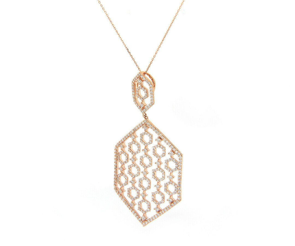 New 2.16ctw Diamond Open Honeycomb Pendant Necklace in 14K