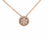 New 0.40ctw Pave Diamond Circle Halo Pendant Necklace in 14K