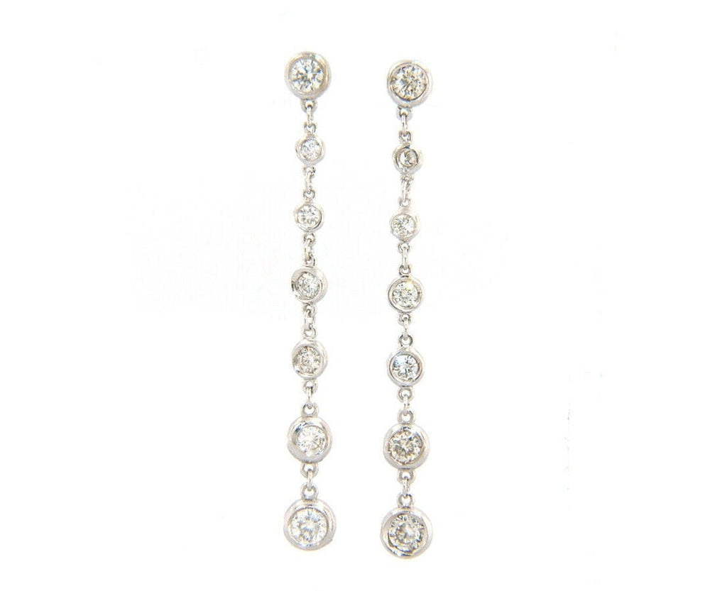 New 1.55ctw Diamond Bezel Set Journey Dangle Earrings in 14K