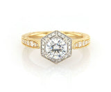 New Gabriel & Co. 0.27ctw Hexagon Frame Semi Mount Ring in 14K