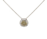 New 0.73ct Champagne Diamond and 0.17ctw White Diamond Halo Pendant Necklace in 18K