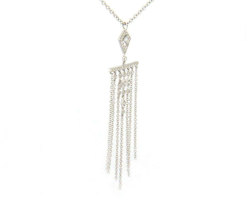 New From Gabriel & Co: 0.39ctw 7 Row Fringe Dangle Pendant in 14kt White Gold