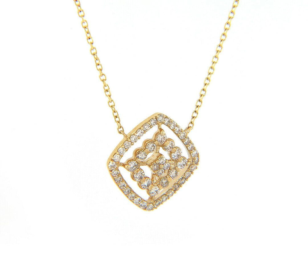 New 0.45ctw Diamond Double Open Frame Pendant Necklace in 10K