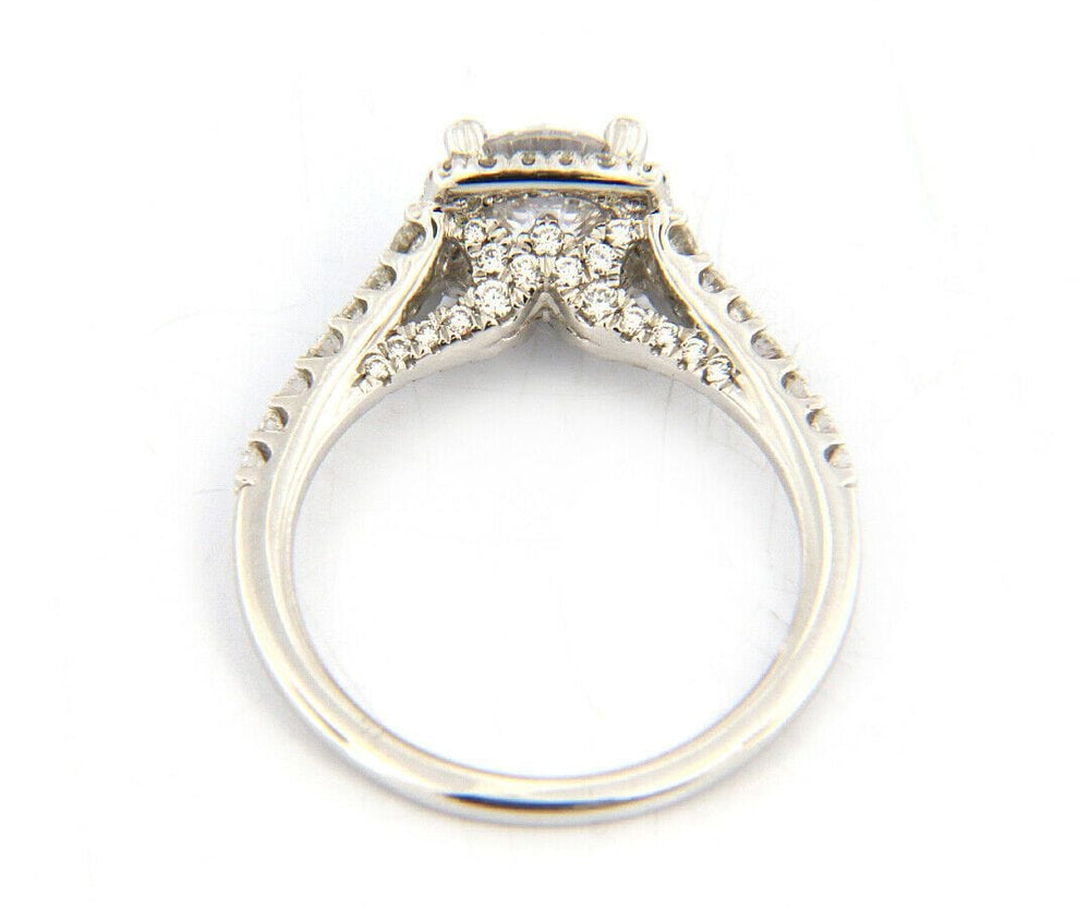 New Gabriel & Co. Halo Double Row Semi Mount Ring in 18kt