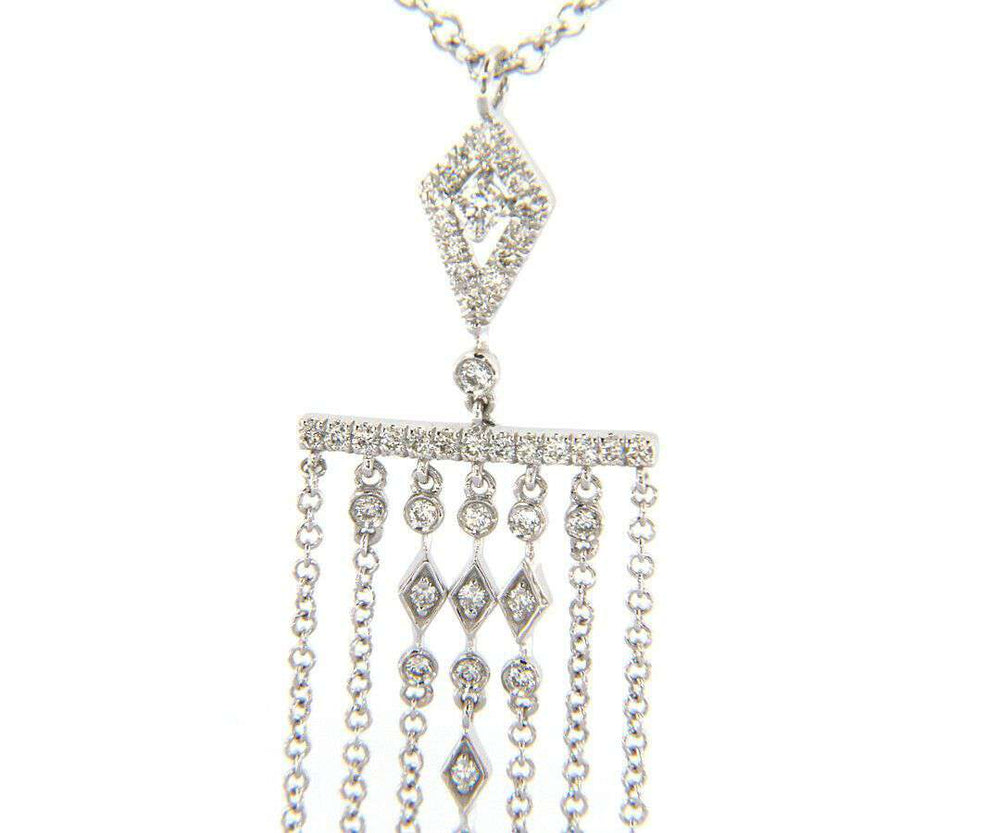 New From Gabriel & Co: 0.39ctw 7 Row Fringe Dangle Pendant in 14kt White Gold