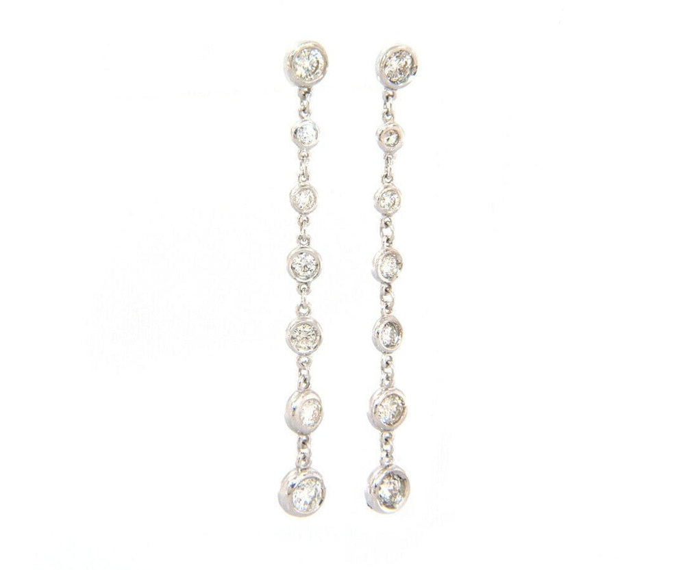 New 1.55ctw Diamond Bezel Set Journey Dangle Earrings in 14K