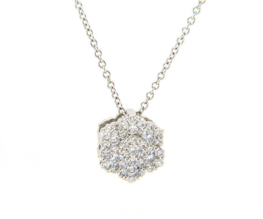 0.40ctw Diamond Hexagon Cluster Pendant Necklace in 18K